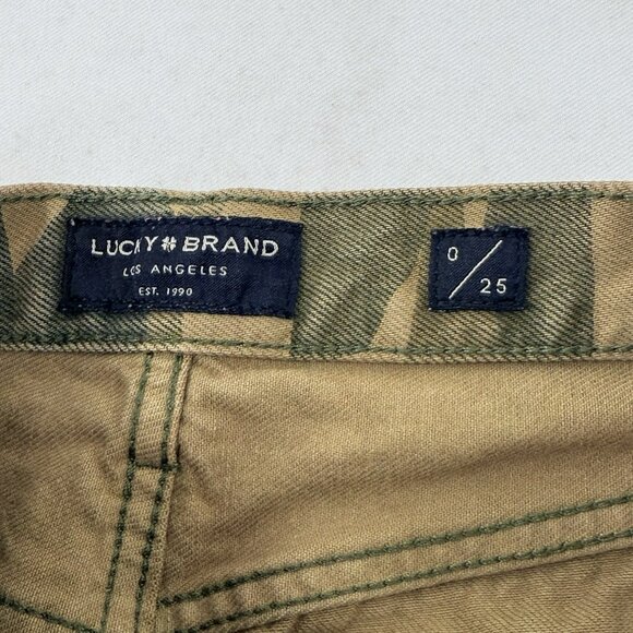 Lucky Brand Relaxed Shorts Jean Women Size 0/25 Camouflage Distressed Cutoff Raw - Picture 5 of 12
